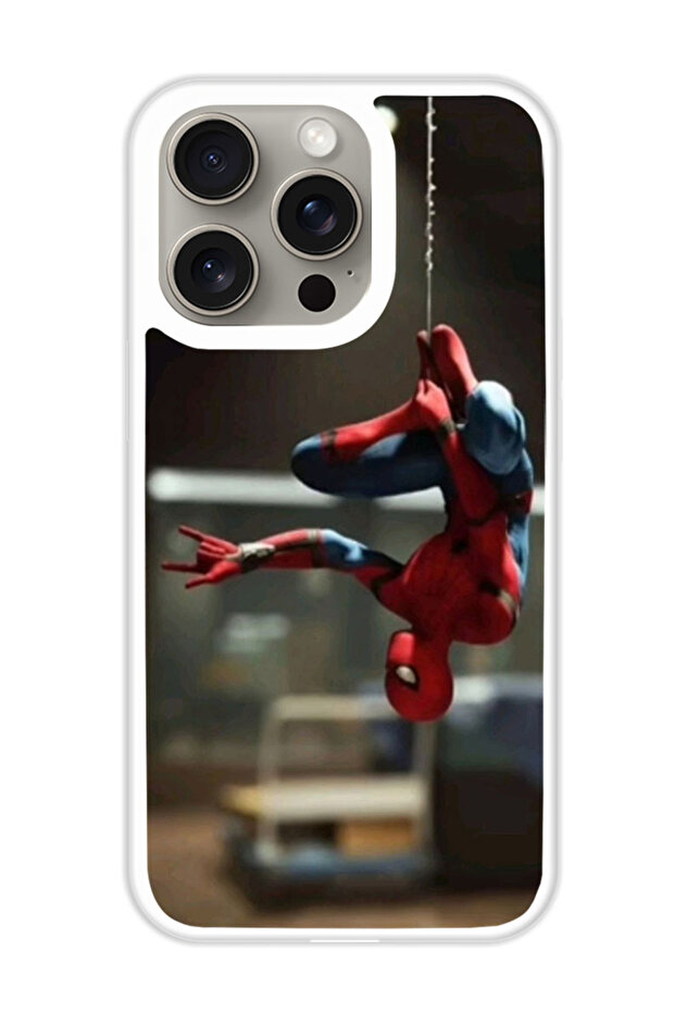 Protective Case Cover For APPLE IPHONE 15 Pro Max Spider Haning (White Bumper)
