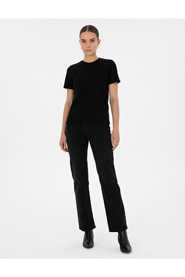 Siyah Regular Fit Basic Tişört 50310543-VR046 - 4