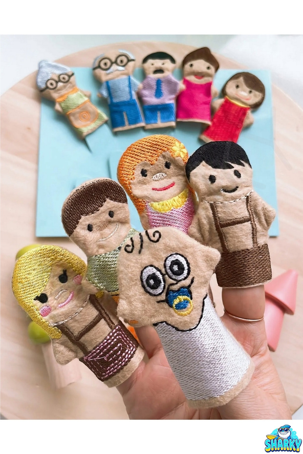 10'lu Aile İnsanlar Parmak Kukla Seti - Eğitici 10 Adet İnsanlar Aile Parmak Kuklası Oyun Seti - 2