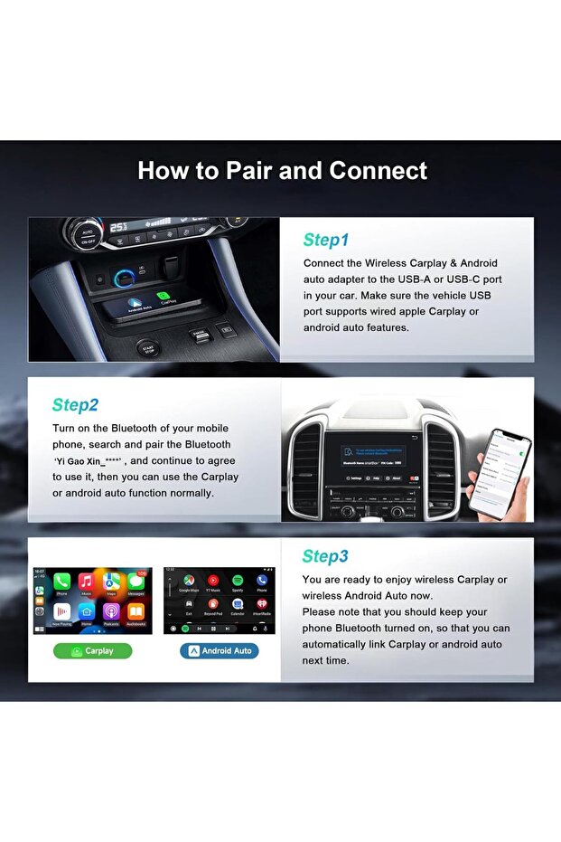 Wireless Carplay & Android Auto Adapter, 2 1 Transforms Wired Wireless Plug Play, Compatible Oem - 5