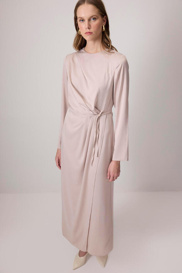 DRAPELİ SATEN ELBİSE - 2