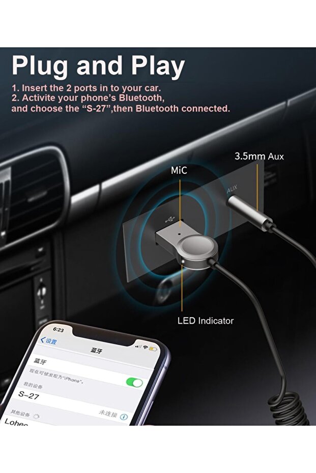 محول Aux Bluetooth 5.1، محول صوت لاسلكي عالي الدقة Bluetooth 5.1 Audiophile USB Dac - 6