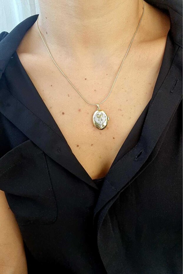 Stainless Steel Gold Alya Locket Necklace