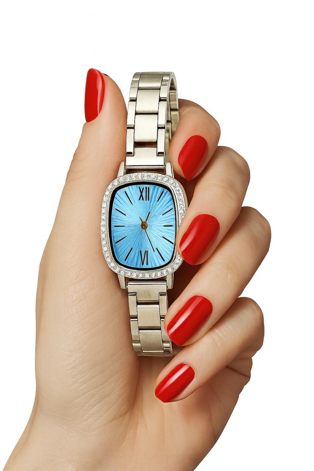 Roman Numeral Women's Wristwatch with Zircon Stone Detail