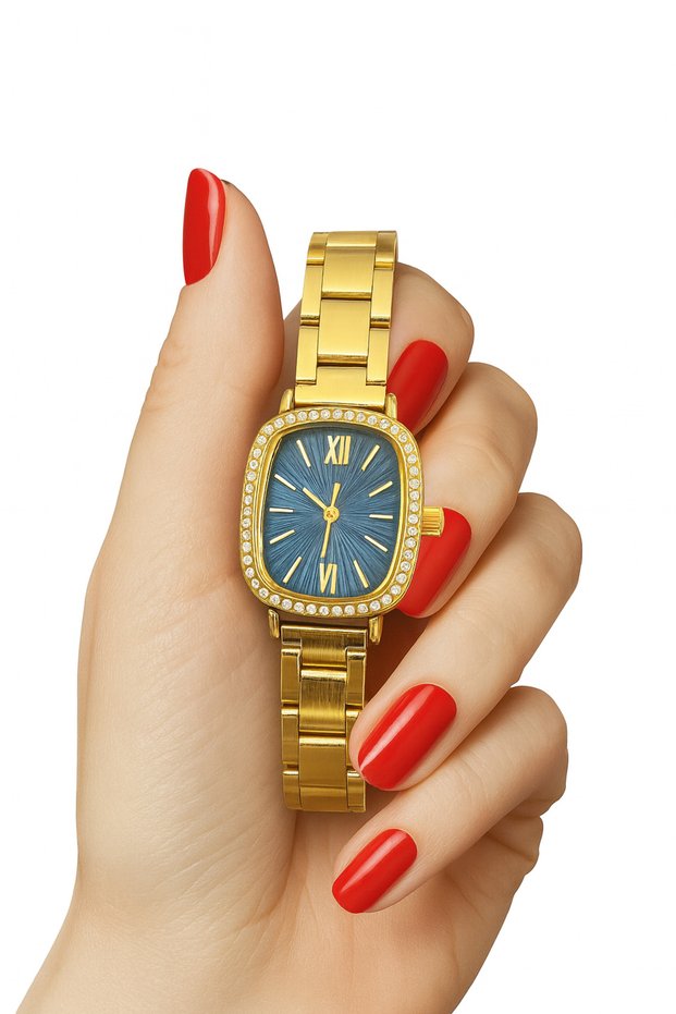 Roman Numeral Women's Wristwatch with Zircon Stone Detail