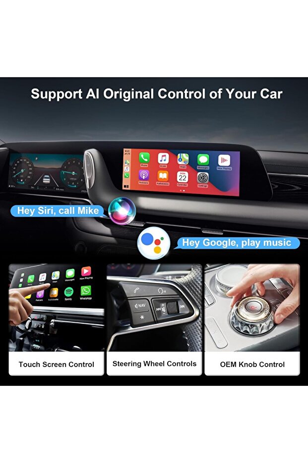 Wireless Carplay & Android Auto Adapter, 2 1 Transforms Wired Wireless Plug Play, Compatible Oem - 7