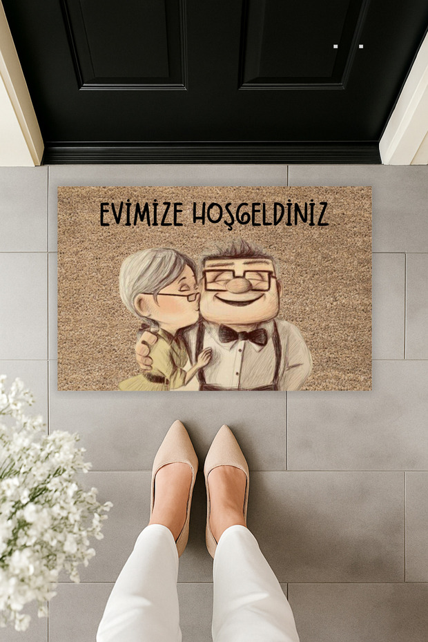 Modern Dijital Baskı - Popüler Tatlı Çift Paspas - Kapı Önü Paspası 70x45cm - 1