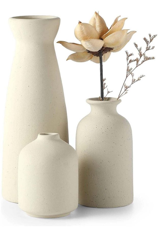 Ceramic vase Set-3 Small Flower vases for Decor Modern Home Decor Vases for Decor Pampas Grass Vase