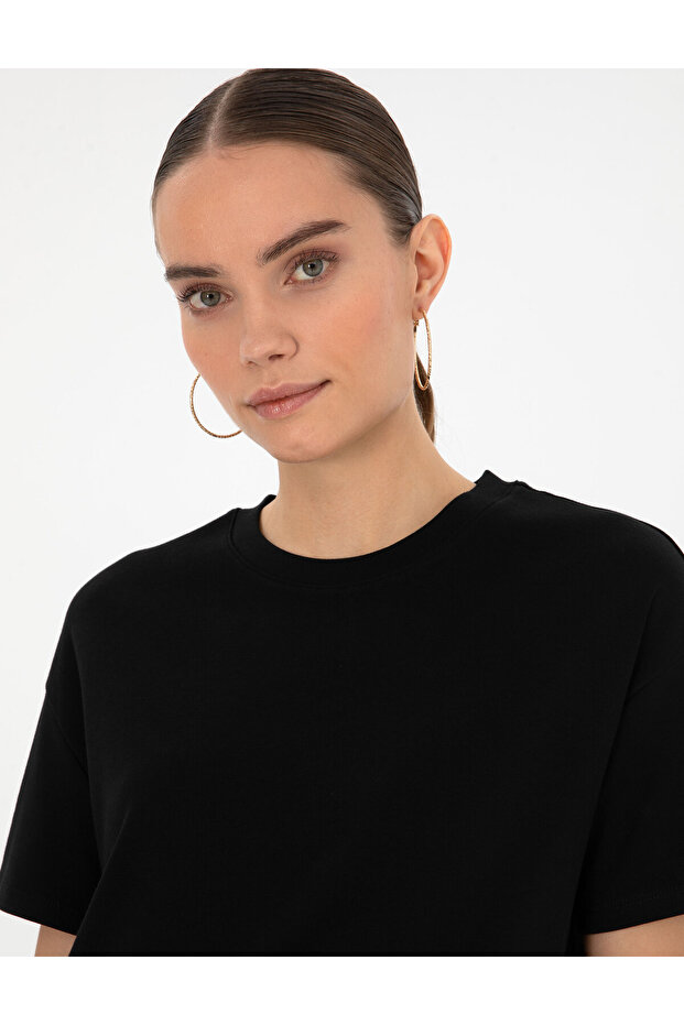 Siyah Oversize Basic Tişört 50316880-VR046 - 2