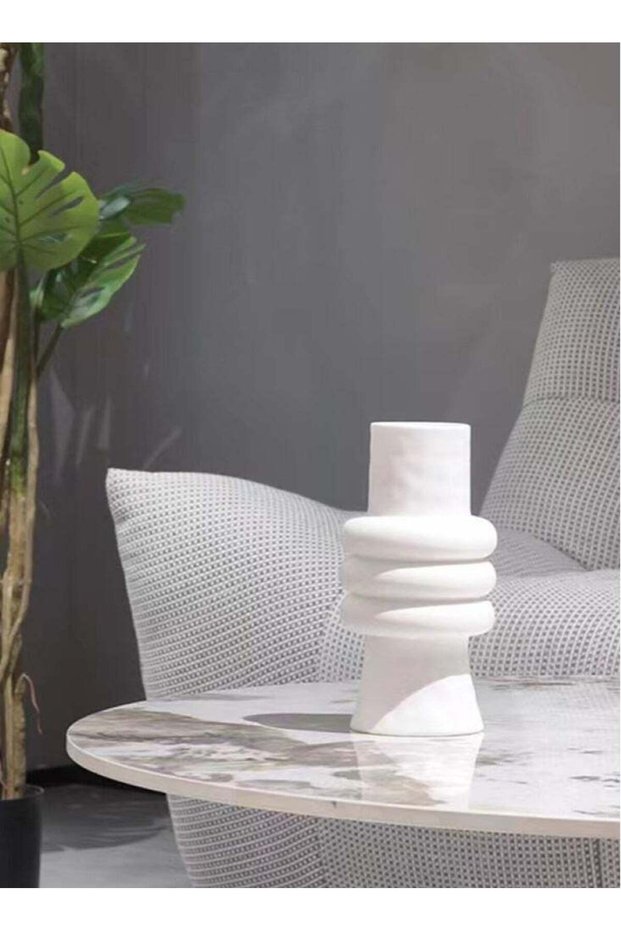 1-Piece Decorative Ceramic Vase White 8x5.5x19 Centimeter