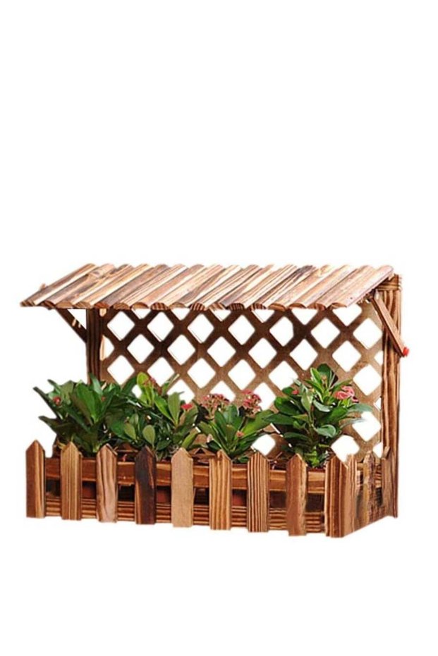 FFD Wooden Wall Planter Hanging Flowers Basket Decorative Artificial Plants Flowers Pot Wood Plante