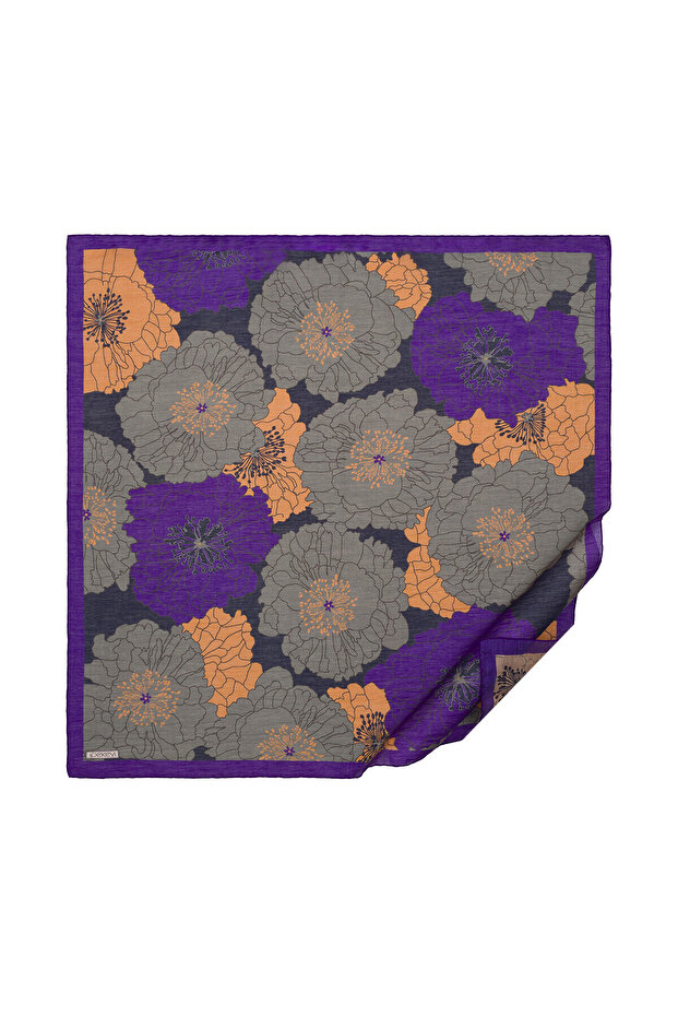 Purple Gray Hydrangea Basket Scarf - 1