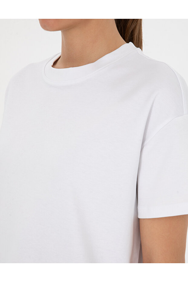 Beyaz Oversize Basic Tişört 50316880-VR013 - 7