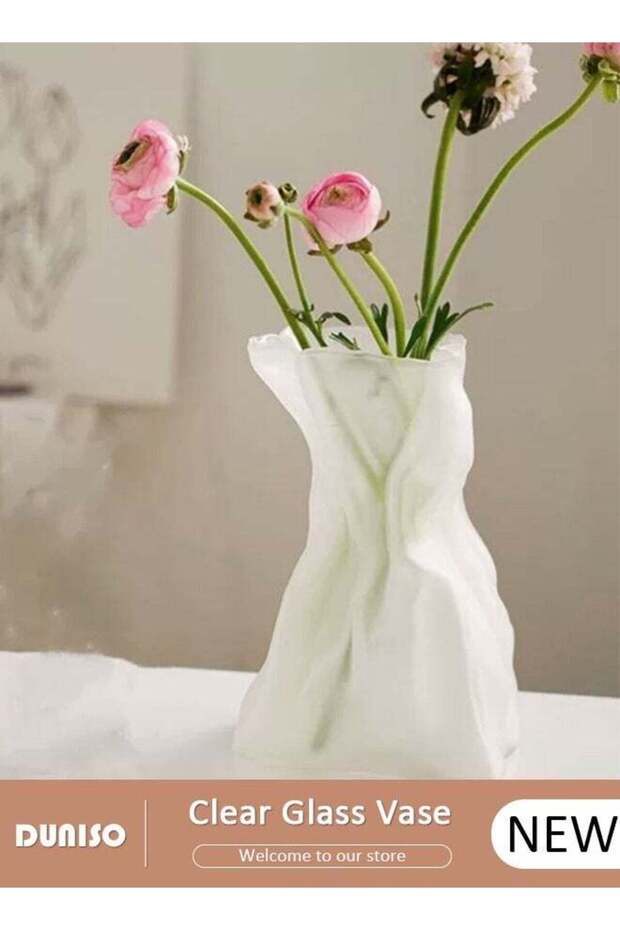 Frosted Glass Vase, Irregular Shaped Flower Vases for Centerpiece Table Indoor Desk Decor, Unique B