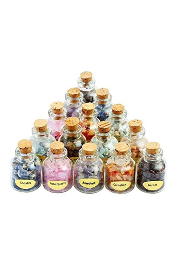 Set Of 9 Gemstone Bottle Set Pink/Blue/Green