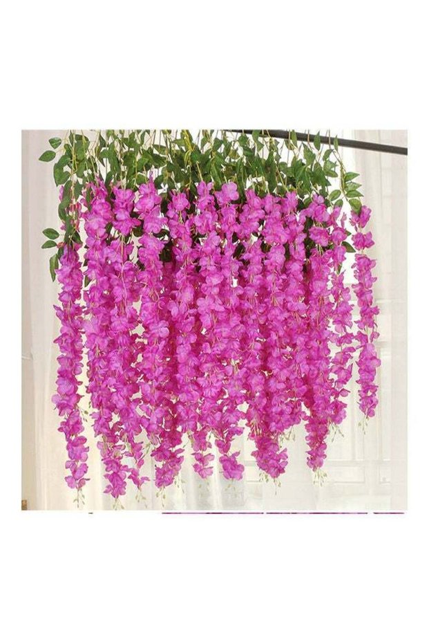 12-Piece Artificial Hanging Flower Set Pink/Green