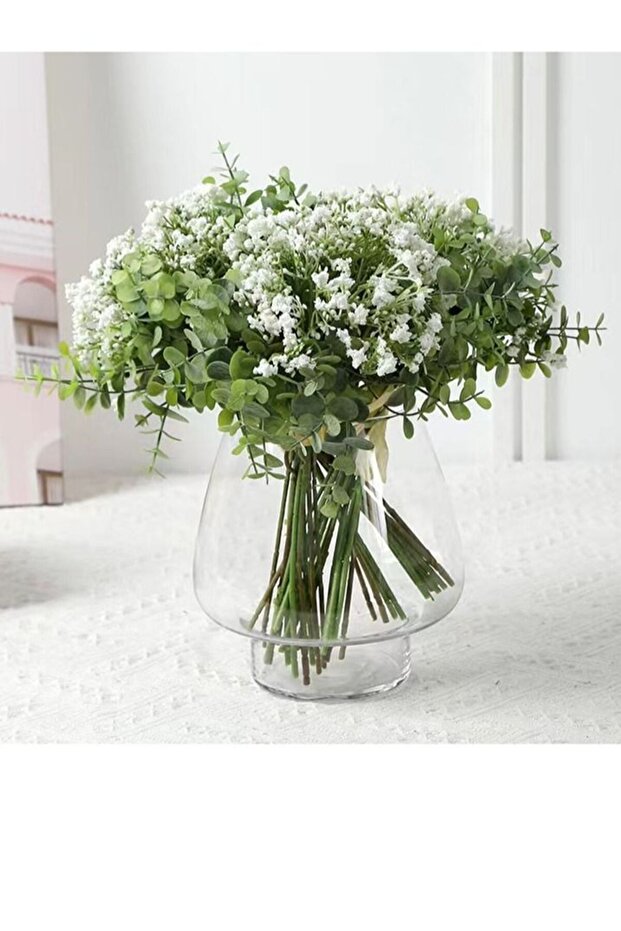 2 Set European Style Simulation Flower White/Green Height 29cm