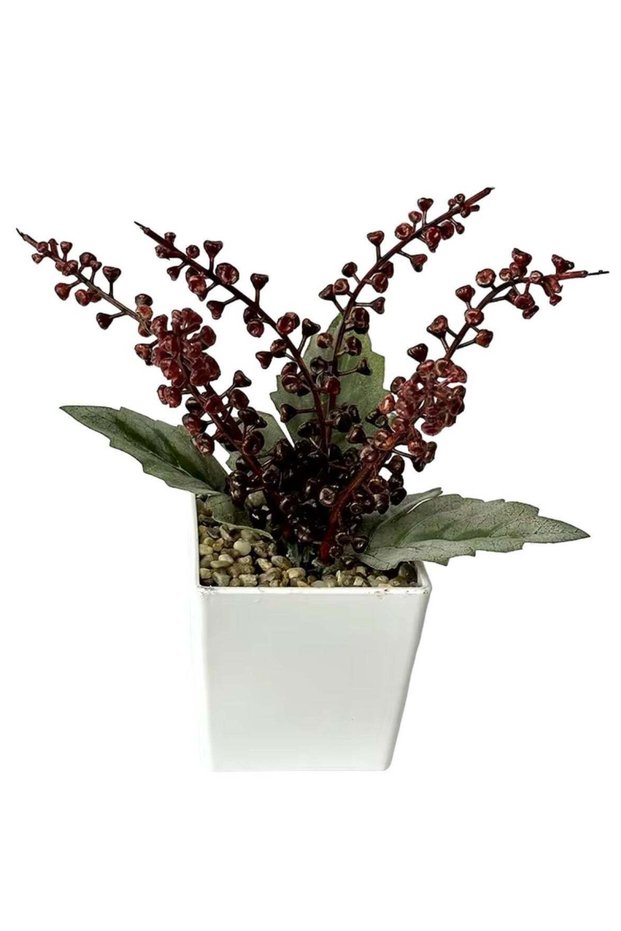 6-String Plastic Artificial Mini Bonsai Red brown