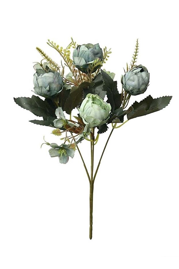 Harmony Blooms: Artificial Mix Mini Peony Flower Bouquet Light Blue