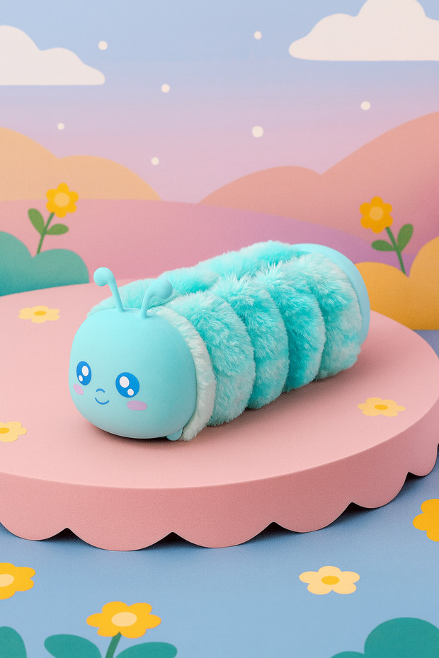 Cute Silicone Plush Pen Holder with Caterpillar Design – Pen Case for School and Office