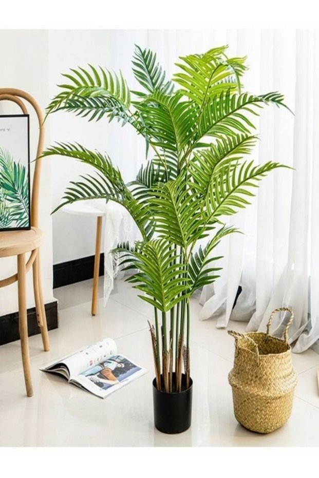 Artificial Areca Palm Plant Fake Tropical Palm Tree Faux Dypsis Lutescens Plants in Pot for Indoor