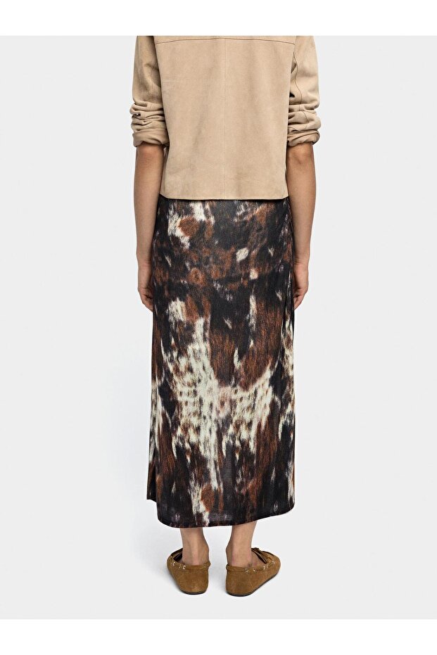 Hayvan Desenli Örme Uzun Etek - 4