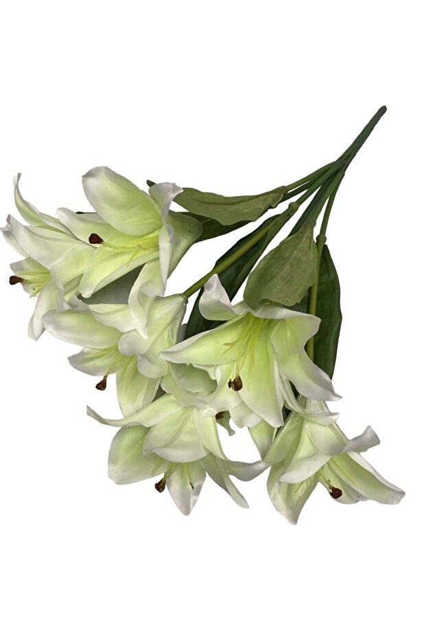 Small 7-Head Lily Home Artificial Flowers in Elegant Casing Green