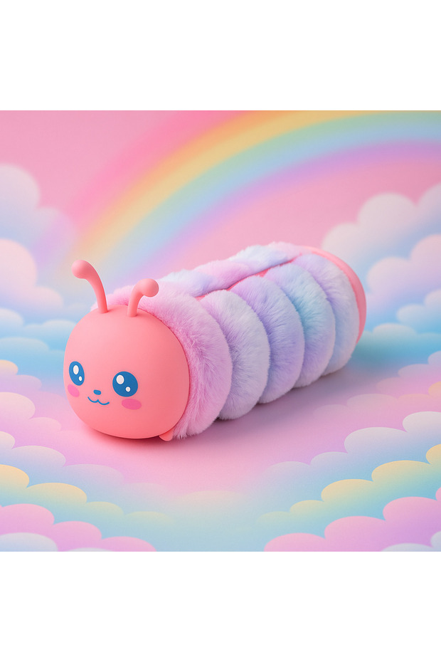 Cute Silicone Plush Pen Holder with Caterpillar Design – Pen Case for School and Office