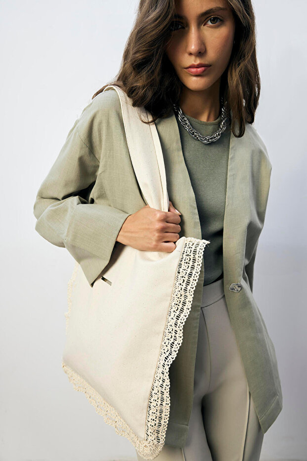 DANTELLİ KANVAS ÇANTA - 2