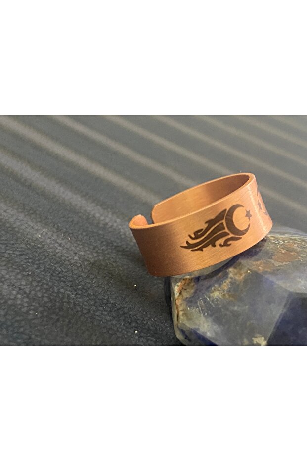 خاتم نحاسي بعلم تركيا على شكل لهب - 3