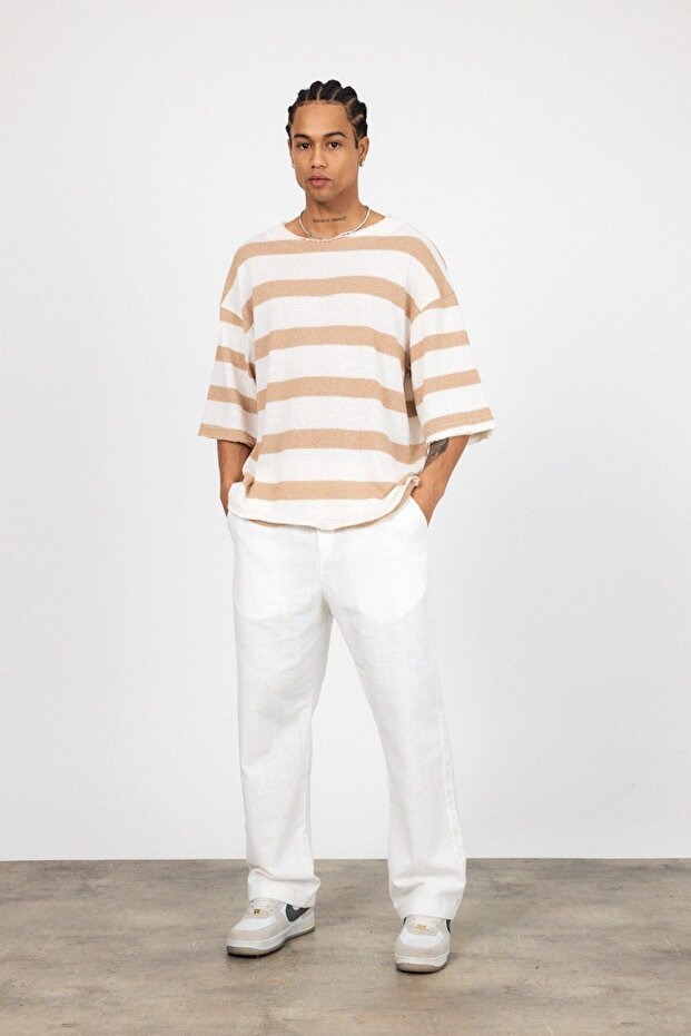 Örme Jakarlı Yarım Kol Oversize Tshirt - 5