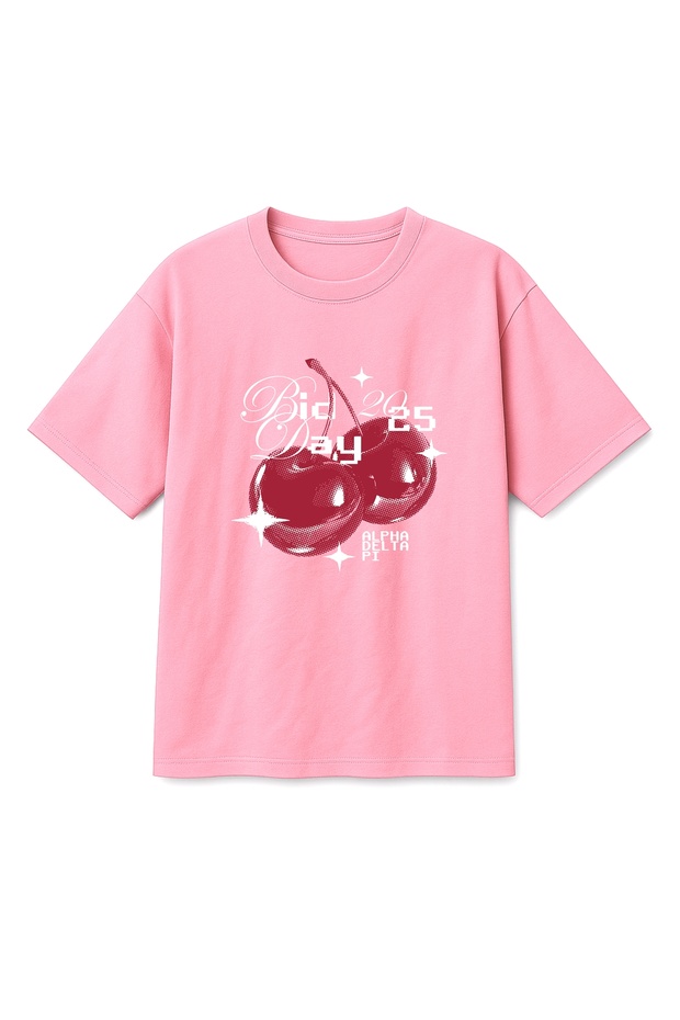 Oversize Pink Unisex Cherry Printed T-Shirt T-Shirt