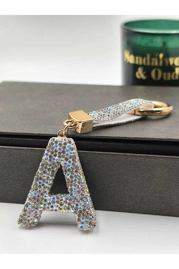 Zircon Stone Charmed Letter Keychain
