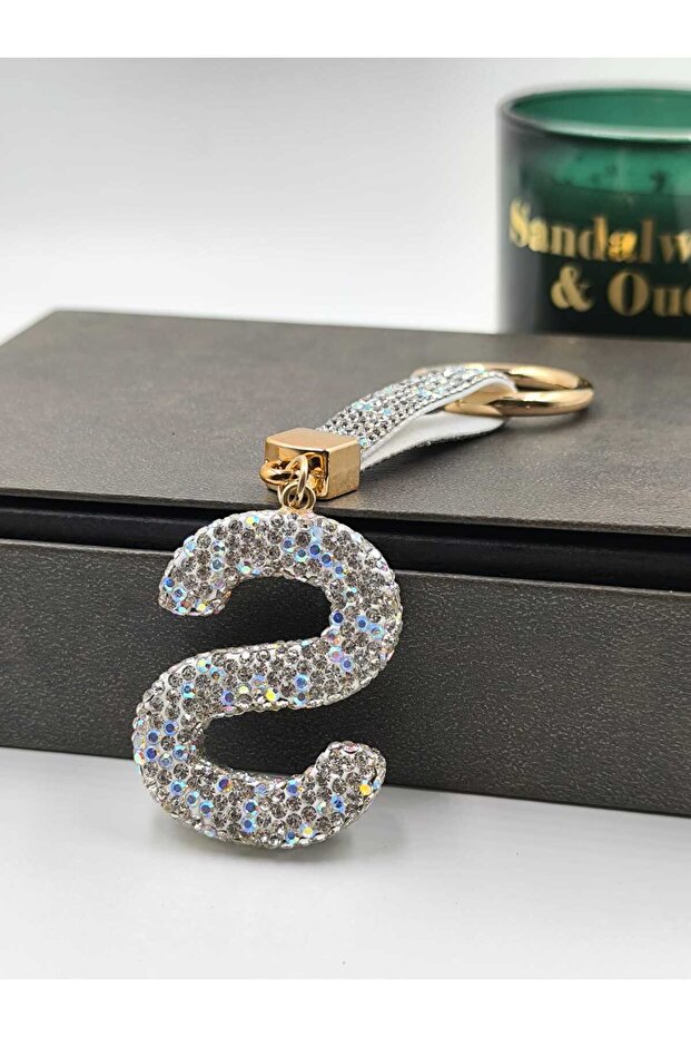 Zircon Stone Charmed Letter Keychain