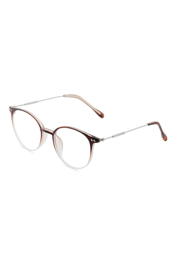Women's Brown-Transparent Framed Blue Light Protection Blue Block Transparent Glasses Tctgt000103G0197