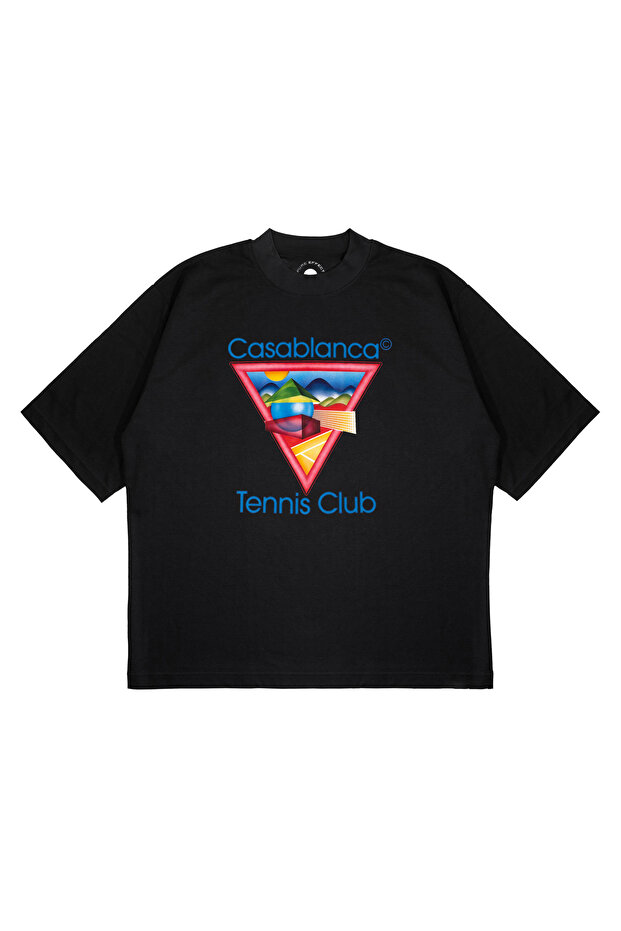 Unisex Oversize Casablanca Red Triangle Printed Boxy Fit Thick Fabric T-Shirt