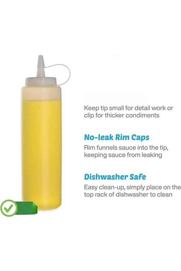 6PCS Condiment Squeeze Bottles Sauce Bottles with Twist on Caps and Measurement, 230M - 8