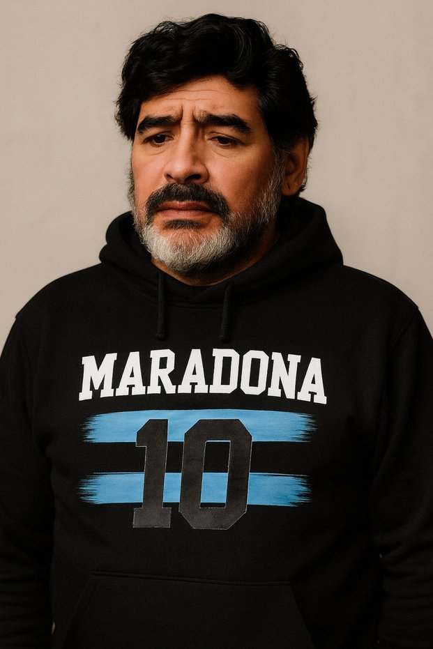 Maradona 10 Hooded Sweatshirt – Argentina Flag Design – 3 Thread Fabric Kangaroo Pocket