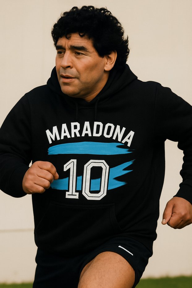 Maradona 10 Hooded Sweatshirt – Argentina Flag Pattern – 3 Thread Kangaroo Pocket Hoodie