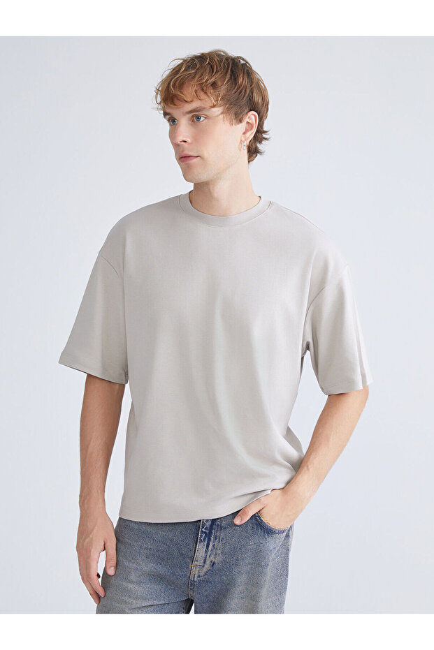 Xside Beige Crew Neck Men's T-Shirt W5Ht29Z8
