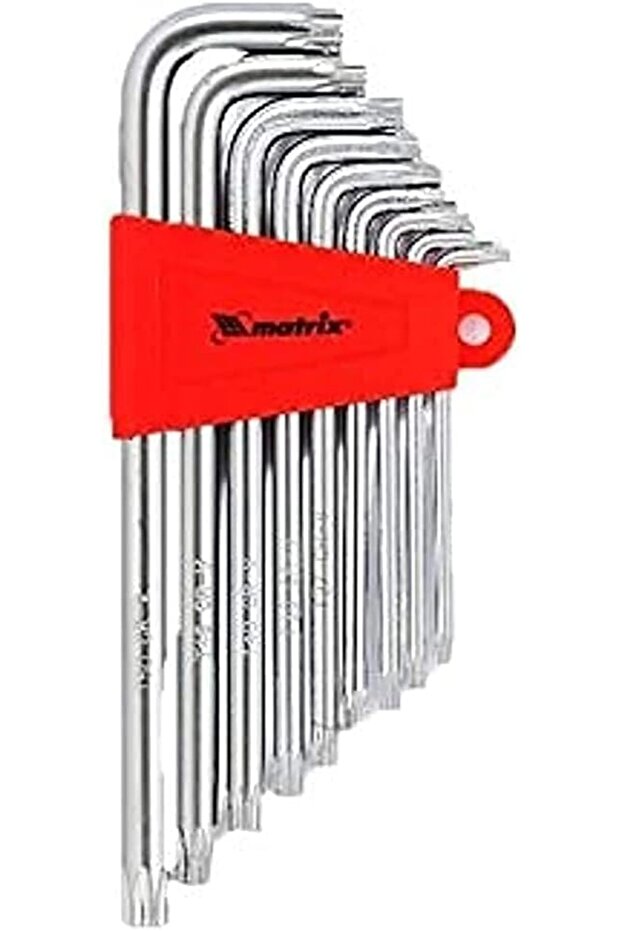 CrV Hex Wrenches Torx with Satin Coating, 9 Pieces, T10-T50 (Long, 123069)