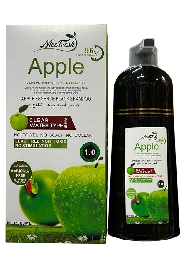 Apple Hair Color Shampoo Black 1.0 96HR 500ml