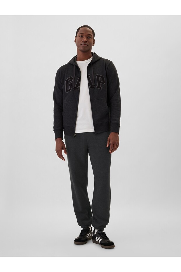 Erkek Koyu Gri Logo Fleece Jogger Eşofman Altı - 1