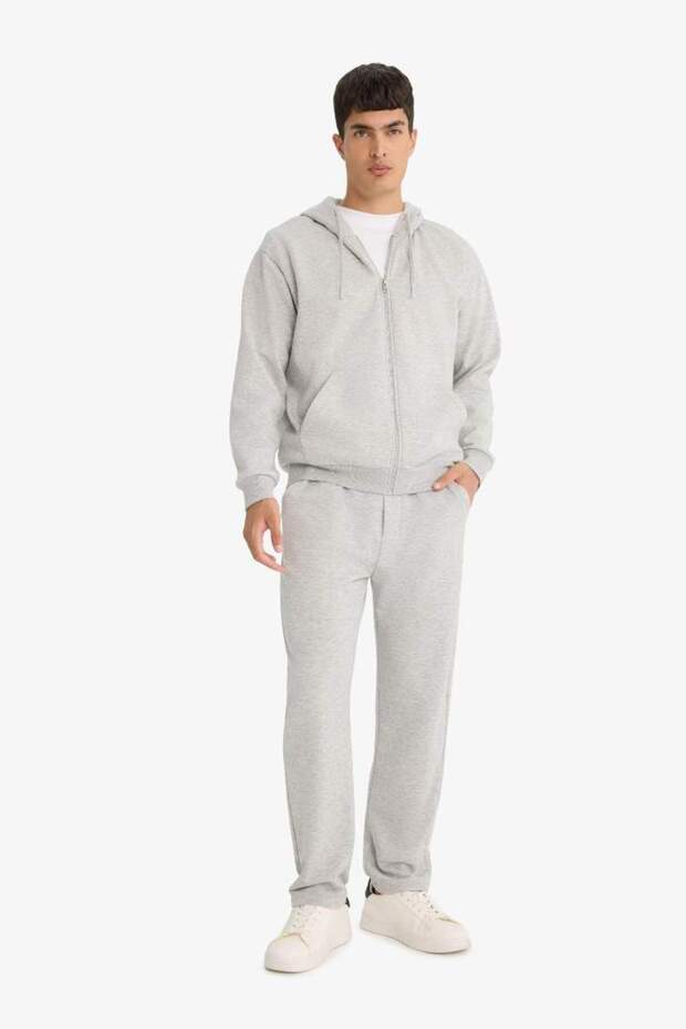 Regular Fit Basic Düz Beli Bağcıklı Düz Paça Cepli Eşofman Altı D6762AX25AU - 1