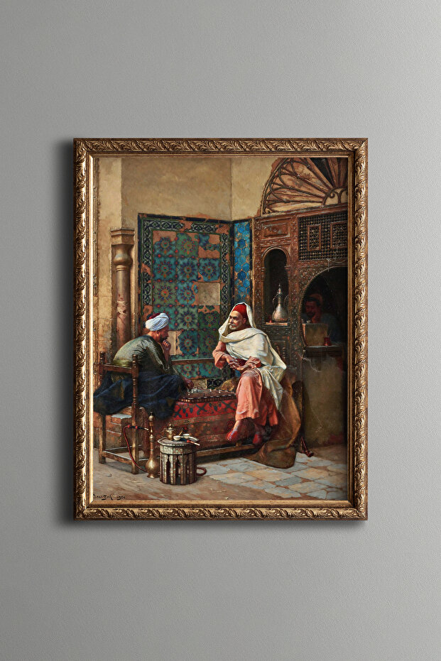 اللاعبون في الشطرنج - إطار منقوش عتيق