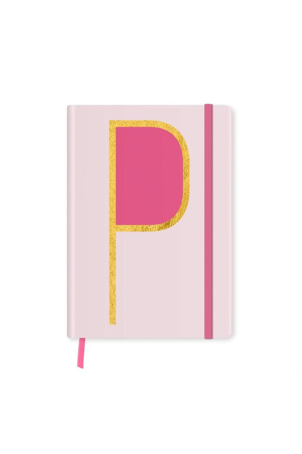 Notebook Monogram Letter Printed Elastic Hard Cover Lined Notebook 168 Sheets - P