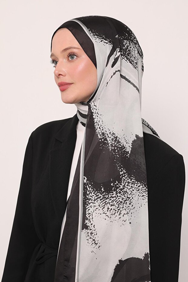 Hint İpeği Şal | Siyah - 3