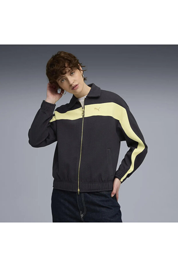 سترة T7 Relaxed Track Jacket باللون الأزرق الداكن للنساء