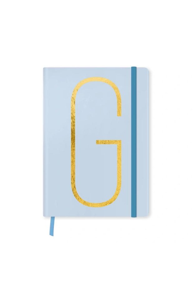 Notebook Monogram Letter Printed Elastic Hard Cover Lined Notebook 168 Sheets - g