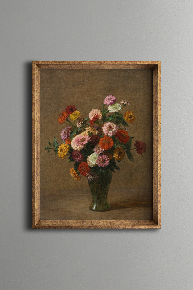 Zinnias - إطار منقوش عتيق